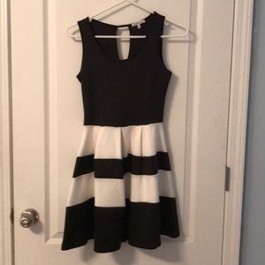 Flirty black and white striped dress
